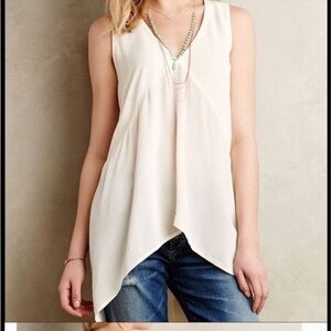 Anthropologie Left of Center Cream Flowy Top Womens M NWT